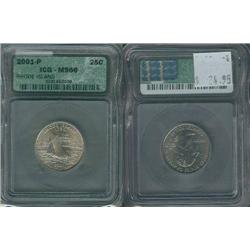 2001-P Rhode Island Quarter ICG Graded MS66; Gem circulation dates are hard to find, trends $25