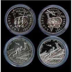 World War II Commemorative Half Dollars, One each BU and Proof; In original capsules!