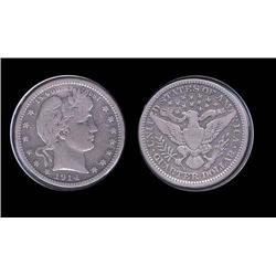 1914  Barber Quarter F/VF; Nice quality piece with full Liberty. Super!
