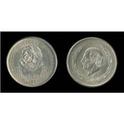 1951 and 1952 Mexico 5 pesos Morelos silver nice!; Part of a short lived set, high silver content