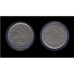 1865 Three Cent nickel uncirculated; Super toned type beauty!