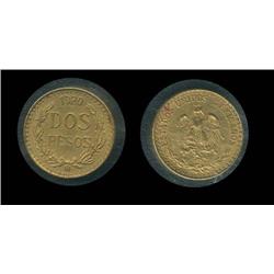 1920 Mexico 2 peso circ gold; Non-restrike circulating date!