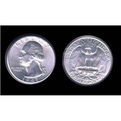 1941-D Washington Quarter Choice BU; Pretty coin, trends $65 in MS63, $100 MS64