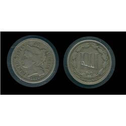 1871 Three Cent Nickel F/VF; Nice slightly tougher date type coin