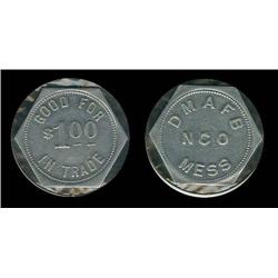 Tucson AZ Davis Mt AFB NCO mess $1 trade token; Nice condition!