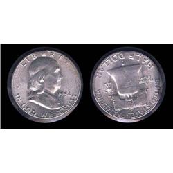Uncirculated 1954-S Franklin Half w/small clip; As if the coin wasn't scarce enough!