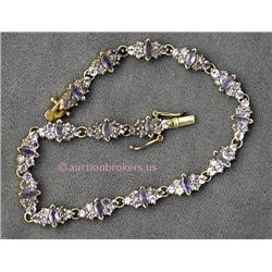 14 K YELLOW GOLD TENNIS STYLE LINK BRACELET SET WITH 16 LINKS SET WITH 96 ROUND BRILLIANT CUT  TANZA