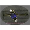 Image 1 : 14 K YELLOW GOLD LADIES GEMSTONE RING SET WITH A MARQUISE CUT BLUE SAPPHIRE .50 CT AND ACCENTED WITH
