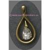 Image 1 : 14 K YELLOW GOLD LADIES PENDANT SET WITH A DANGLE PEAR CUT CUBIC ZIRCONIA STONE. 1.3 GRAMS.