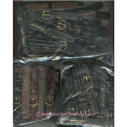 LARGE COLLECTION OF MEN'S GENUINE LEATHER WATCH BANDS IN STYLES INCLUDING RIBBED, ALLIGATOR, SMOOTH,