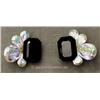Image 1 : SIGNED VINTAGE FASHION CLIP STYLE EARRINGS BY NELLY IN COLORED AND IRIDESCENT STONES. THESE VINTAGE 