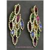Image 1 : VINTAGE MULTI-COLORED DANGLE STYLE CLIP EARRINGS.