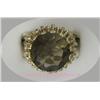 Image 1 : 14 K YELLOW GOLD LADIES GEMSTONE RING SET WITH A ROUND BRILLIANT CUT  SMOKEY TOPAZ STONE 14 MM. 6.5 