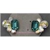 Image 1 : SIGNED VINTAGE FASHION CLIP STYLE EARRINGS BY NELLY IN COLORED AND IRIDESCENT STONES. THESE VINTAGE 