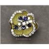 Image 1 : 18 K YELLOW GOLD LADIES GEMSTONE AND DIAMOND RING IN A FLOWER DESIGN SET WITH ROUND BRILLIANT CUT AN