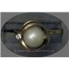 Image 1 : 14 K YELLOW GOLD LADIES GEMSTONE RING SET WITH ONE CULTURED PEARL APPROXIMATELY 7 MM AND ACCENTED WI