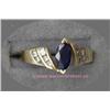 Image 1 : 14 K YELLOW GOLD LADIES GEMSTONE RING SET WITH A MARQUISE CUT BLUE SAPPHIRE .35 CT AND 9 ROUND BRILL