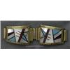 Image 1 : SIGNED HAND CRAFTED NATIVE AMERICAN EXPANDING STYLE MEN'S WATCHBAND SET INCLUDING TWO END PIECES OF 