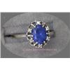 Image 1 : 14 K WHITE GOLD LADIES GEMSTONE RING SET WITH A CENTER OVAL CUT LAB CREATED RICH BLUE SAPPHIRE STONE