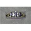 Image 1 : 14 K YELLOW GOLD LADIES GEMSTONE AND DIAMOND RING SET WITH THREE MARQUISE CUT BLUE SAPPHIRE STONES .