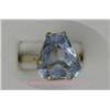 Image 1 : 14 K YELLOW GOLD LADIES GEMSTONE RING SET WITH A TRILLION CUT AQUAMARINE STONE13 X 14 MM. 5.9 GRAMS.