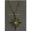 Image 1 : 14 K YELLOW GOLD LADIES STARBURST DESIGN PENDANT WITH CLEAR CENTER STONE ON 20 INCH 14 K YELLOW GOLD