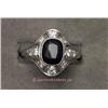Image 1 : PLATINUM GEMSTONE AND DIAMOND VINTAGE RING SET WITH ONE OVAL CUT SAPPHIRE 2 CTR. AND EIGHT ROUND BRI