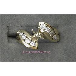 14 K YELLOW GOLD LADIES DIAMOND MOUNTING (NO CENTER STONE, MOUNTING ONLY) SET WITH 10 ROUND BRILLIAN