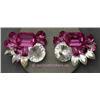 Image 1 : SIGNED VINTAGE FASHION CLIP STYLE EARRINGS BY NELLY IN COLORED AND IRIDESCENT STONES. THESE VINTAGE 