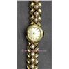 Image 1 : 14 K YELLOW GOLD LADIES BRACELET STYLE WATCH SET WITH TWENTY-EIGHT (28) SEED PEARLS SET INTERMITTENT