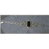 Image 1 : VINTAGE MARCASITE AND ONYX LINK STYLE BRACELET. 6.3 GRAMS.