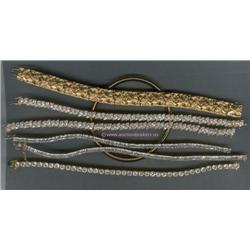 COLLECTION OF NINE (9) GOLD PLATED BRACELETS INCLUDING A BANGLE STYLE, NUGGET STYLE, TWO DOUBLE ROW 