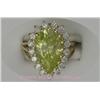 Image 1 : 14 K YELLOW GOLD LADIES GEMSTONE RING SET WITH A CENTER BRIGHT YELLOW STONE (POSSIBLY BERYL) SURROUN