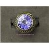 Image 1 : 14 K WHITE GOLD LADIES FILIGREE STYLE GEMSTONE RING SET  A MODIFIED ROUND CUT TANZANITE STONE 6.3 GR