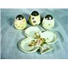 Image 1 : HANDPAINTED MOUNT JEFFERSON SHAKERS AND TRAY (SEVEN PIECES). 5" X 2.5".