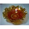 Image 1 : MARIGOLD PATTERN GLASS BOWL WITH RUFFLED RIM 3" X 7.25".