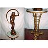 Image 1 : ART NOUVEAU BRONZE SCULPTURE OF A WOMAN SIGNED DIUIR DON 35" X 8" WITH STAND VICTORIAN METAL CLAW FO