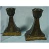 Image 1 : BRONZE SAILING SHIP MOTIF CANDLESTICKS 4".