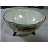 Image 1 : NIPPON NORITAKE OAK LEAVE 3-FOOTED BOWL WITH IRIDESCENT CENTER WITH MAKERS MARK. 3" X 6".