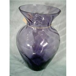 ART GLASS AMETHYST VASE 8" X 7".