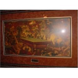 BEAUTIFULLY FRAMED IN A BURL WOOD COMBINATION FRAME TRIPLE MATTED UNDER GLASS LIMITED EDITION 585 OF