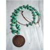Image 1 : BEADED NATIVE AMERICAN STYLE NECKLACE WITH 1923 PEACE DOLLAR PENDANT SURROUNDED BY TURQUOISE NUGGET 