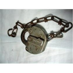 ANTIQUE ADLAKE UNION PACIFIC RAILROAD SWITCHBOX LOCK. 4".