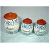 Image 1 : MEISSEN BLUE AND WHITE SET OF THREE CANNISTERS, THE LARGEST WITH "FARINA" ALL WITH OLD MARK.