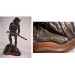 SIGNED ORIGINAL MUSEUM QUALITY RUSTY PHELPS BRONZE MOUNTAIN MAN 1 OF 20 - 16" HIGH ESTIMATED VALUE $