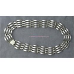 STERLING SILVER ART DECO STYLE LINK CHOKER NECKLACE 14 INCHES. 62.8 GRAMS.