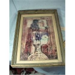 FRAMED ABSTRACT OF TWO FACES. 21" X 14.75,