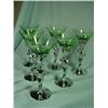 Image 1 : SET OF 6 MARTINI GLASSES WITH A FIGURAL ART DECO NUDE AS THE PEDESTAL WITH GREEN DEPRESSION GLASS IN