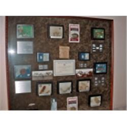 SHADOW BOX WITH 18 CIVIL WAR MEMORABILIA ITEMS 37.5"X38.5".