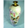 Image 1 : SIGNED CS GERMANY TALL HANDPAINTED BIRD AND FLORAL THEMED VASE WITH RUFFLED GOLD RIM. 17"